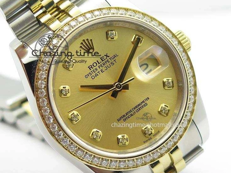 MiroTime 1219 HighPerformance DateJust 116234 BP Best Edition SS YG Gold Dial Diamond Markers On SS Bracelet A2824 V 3940